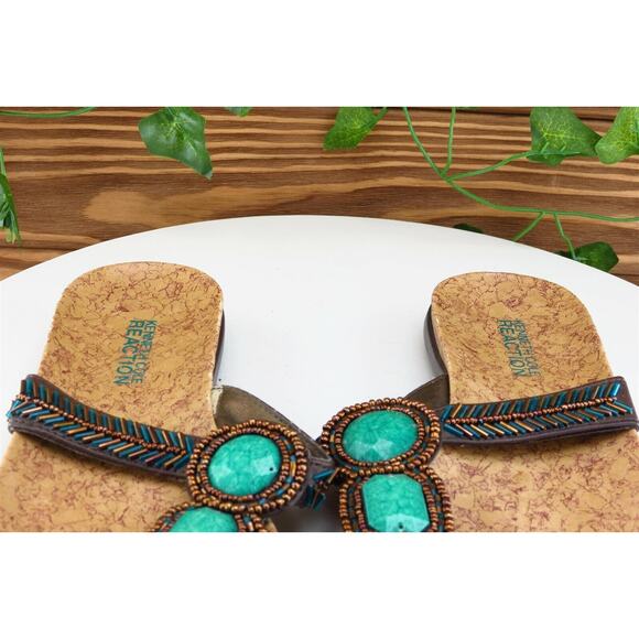 Kenneth Cole Reaction Sz 6 M Blue Thong Synthetic‎ Women Sandals - Picture 3 of 10